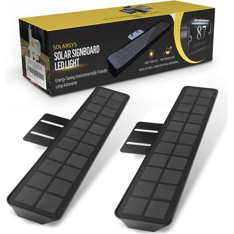 Solarsys - 2er-Set Solarleuchten für Außenbereich, Ideal zur Beleuchtung von Werbeschildern, Immobilienanzeigen und Werbung, Schwarz (1/5)