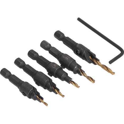 5 Forets à Chanfreiner HSS 5‑12mm pour Perçage Métal et Bois, Kit d'Outils Professionnel (1/5)