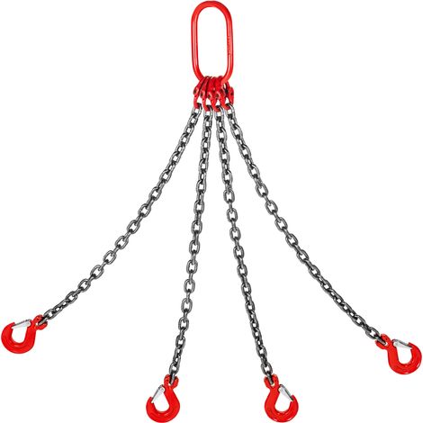 Mophorn – Élingue à chaîne 5/16 po x 3,2 pi – Charge maximale 5 tonnes G80 – Crochets de préhension sécurisés – Pour levage moteur et charges lourdes