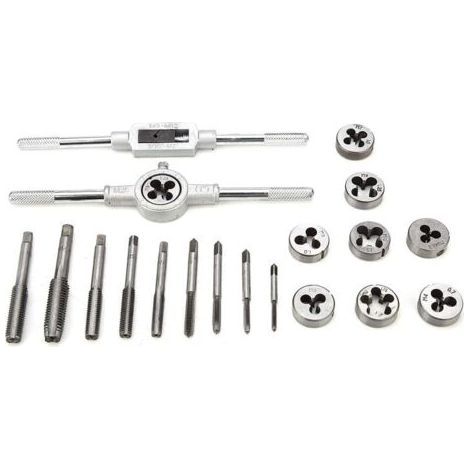 20 PCS Tapping Tool, Taps and Dies, Thread Screw Extractors, M3-M12 Steel, with Storage Case (1/4)