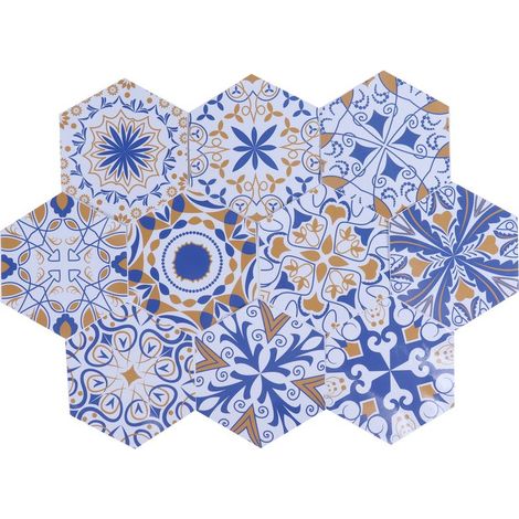Lot de 10 autocollants carreaux motif floral, waterproof et résistants à l'usure, stickers muraux pour salle de bain et maison. (1/5)