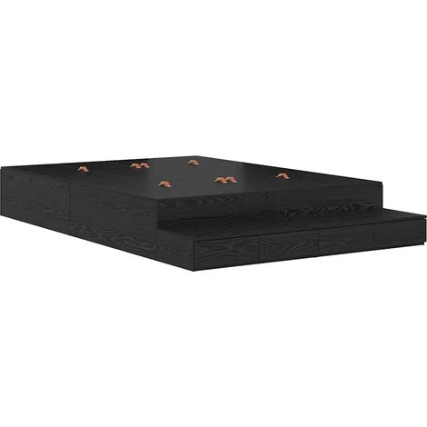 Maison Exclusive - Cama con almacenamiento Roble Negro 135 cm Mad