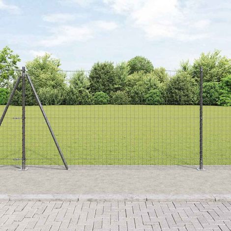 Zaun mit Pfosten Grau 1,2 x 10 m Stahl und PVC
