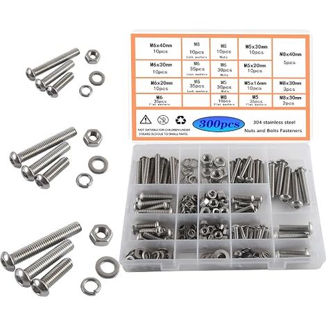 M5 M6 M8 Vis Boulons et Écrous Tête Cylindrique Six Pans Creux A2-70 Vis a Métaux a Hexagonale En Acier Inoxydable Écrous Rondelles Assortiment de Boutons Creux Avec Boîte Rangement (1/5)