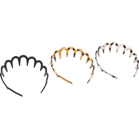 Set of 3 Reversible Double-Sided Headbands with High Crown and Widened Anti-Slip Teeth for Women, Men, Girls, Casual Workouts, Special Events, Set of (1/5)