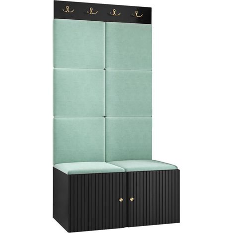 Conjunto para recibidor Hartford 383, Manila 11, 186x84x46cm, MDF, Aglomerado laminado, Tapiz, Montada en la pared, Colocada (1/5)