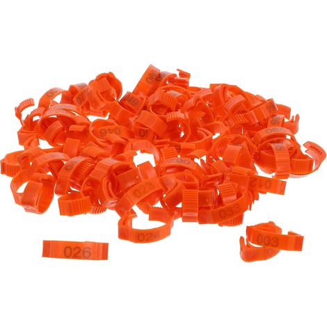 Anneau de Patte de Volaille pour Identification 100 Pièces Abs Orange  Application Rapide, Marquage Précis, Lot de 100, pour Pigeons et Cailles (1/5)