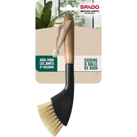 Brosse Nettoyage pour Sanitaires - Idéale Joints, Angles et Recoins - en Bois de Bambou Durable - Fabrication Française (1/5)