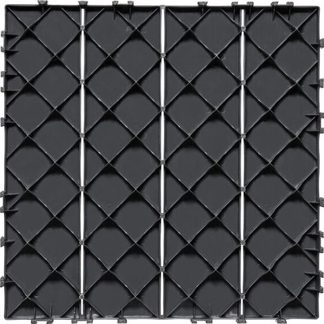 Dalle de Terrasse Emboîtable, Lot de 10, 12"x12" (10 pi²), Plastique Imperméable Extérieur Toutes Saisons, Revêtement de Sol pour Patio, Piscine, Balcon, Jardin, Gris Foncé (1/5)
