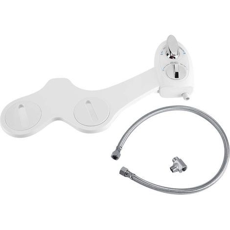 Bidet WC - 2 boutons - Robinetterie de bidet - 2 buses - Bidets d'eau froide pour nettoyage intime - Avec tuyau en acier inoxydable - 3/8" (1/5)