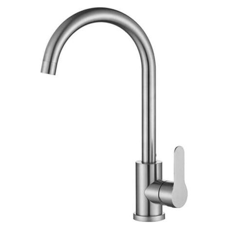 Robinet de cuisine en acier inoxydable 304 à poignée unique pour évier de cuisine, mélangeur d'eau froide et chaude, rotatif sans plomb (1/4)