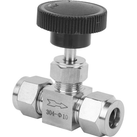 Vanne aiguille 2 voies inox 304 haute pression régulation débit pour eau gaz huile liquide Ø10 (1/5)