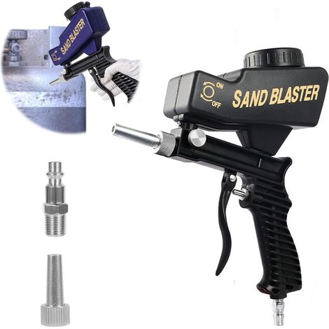 Pistolet à air comprimé, élimine la peinture de surface, la rouille, les taches et la saleté, pistolet de sablage pneumatique noir (1/5)