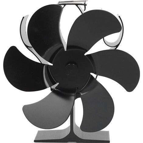 Ventilateur de poêle à chaleur à 6 pales, résistance aux hautes températures, démarrage automatique, poêle à bois, ventilateur de cheminée, noir, diamètre 152mm,Accessoire de cheminée et (1/5)