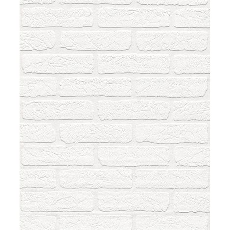Papier peint intissé à peindre Effet brique Blanc (1/5)