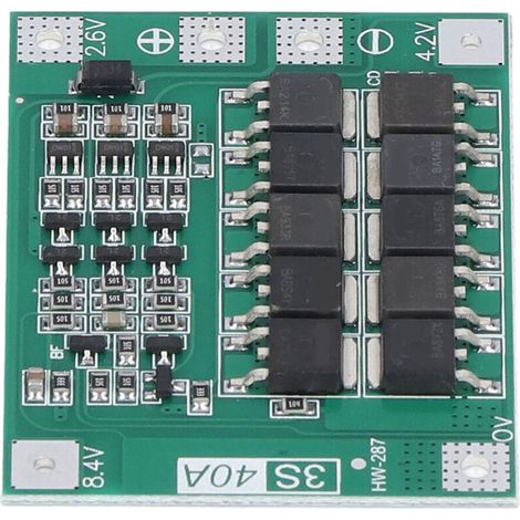 Carte de Protection 40A pour Batterie 18650 Lithium 3S avec Module d'Équilibrage de Charge 12.6V-13.6V (1/5)