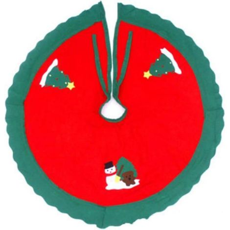 Jupe De Sapin De Noël - Motif Floral - Diamètre 90 Cm - Pour Décoration Festive Intérieure Et Extérieure - 1 Pièce