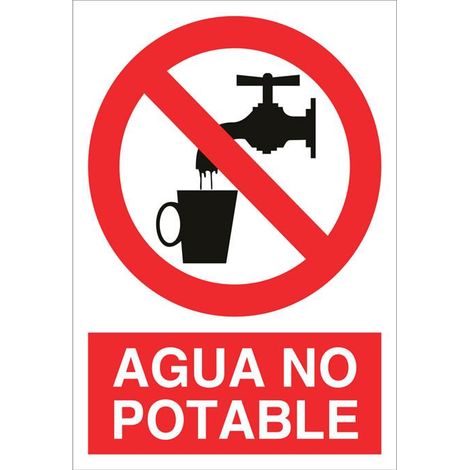 Señal adhesiva prohibición agua no potable 210x148mm, material a elegir.