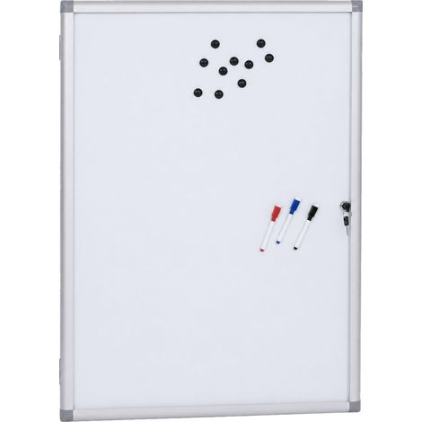 Schaukasten HHG-957, Magnettafel Whiteboard Memoboard Pinnwand, Aluminium abschließbar inkl. Zubehör 95x68x7cm (1/5)