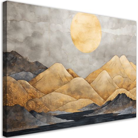 Tableau sur toile Paysage de montagnes dorées abstrait 90x60 (1/5)
