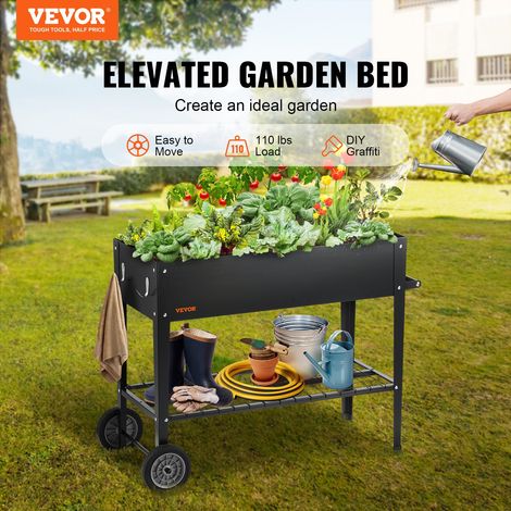 Jardinière 110x49,5x80 cm Lit de Jardin Surélevé en Métal Galvanisé Bac de Plantation avec Pieds pour Cultiver des Fleurs Végétaux Herbes Plantes Grasses dans Jardin Terrasse Patio Balcon Argent (1/5)