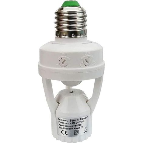1 Capteur de mouvement intérieur, 360°, portée 6 m, réglage crépusculaire 3-2000 lux, pour douille E27, usage garage/entrée (1/5)