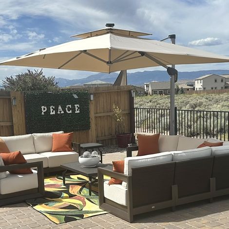 Parasol Déporté 2,7 x 3,65 m avec LED Toit Double Anti-UV Beige (1/5)