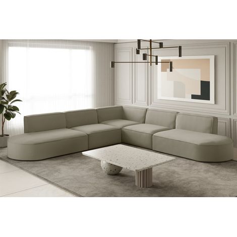 Ecksofa Designersofa PALMA Stoff Opera Velvet Pearl Seite Universal (1/2)