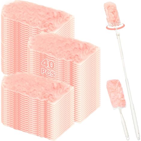 42 Pièces Plumeau Poussiere Recharge Compatible avec Swiffer Plumeau Poussiere, 360° Plumeaux Poussiere avec 1 Perche Télescopique e (1/4)