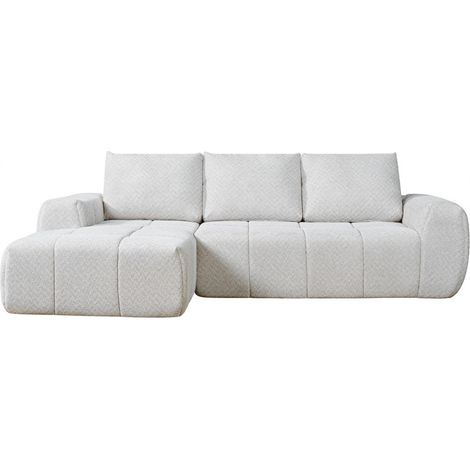 Canapé d'angle gauche compressé 3,5 places en tissu - Beige - Louis
