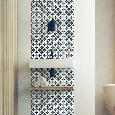 Sticker Mural Carrelage adhésif Cuisine Salle de Bain - 24 STICKERS CARRELAGES AZULEJOS CAMILLO - 24stickers10x10cm (1/5)