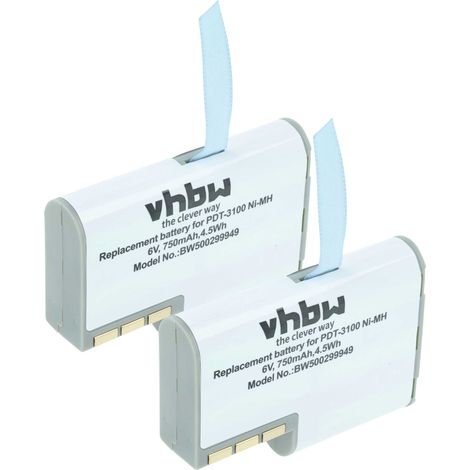 vhbw 2x Akku Ersatz für Symbol 50-14000-0, 21-36897-02, KT12599-04, KT-12596-01 für Barcodescanner POS (750 mAh, 6 V, NiMH)