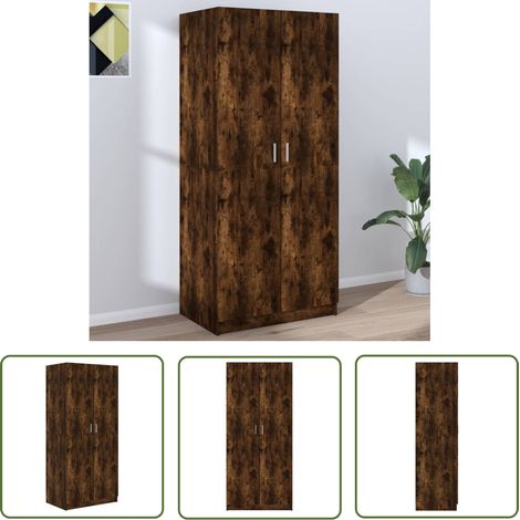 The Living Store Garde-robe Chêne fumé 80x52x180 cm Bois d'ingénierie - Meuble De Rangement - Armoire - Placard - Dressing - Meuble Chambre (1/5)