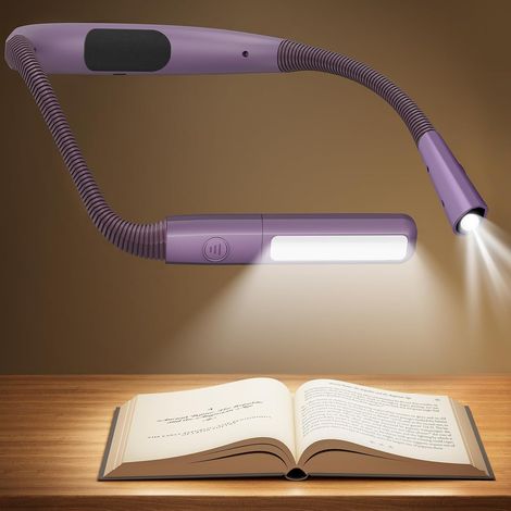 Lampe de Lecture de Cou Rechargeable, Liseuse Lampe Lecture pour Lire au Lit - 5 couleurs et Intensité Réglable, 100 Heures Autonomie, pour Lire au Lit/Tricoter/Bricoler/Camper (Violet) (1/5)