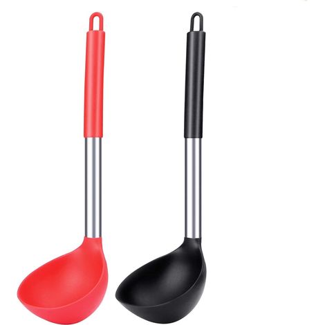 Louche En Silicone - Résistant À La Chaleur Jusqu'à 230 °C - Pour Soupe Et Cuisson - Sans BPA - Poignée Antichaleur En Silicone - Lot De 2 (1/5)