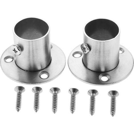 Juego de 2 soportes de acero inoxidable para rieles de armario con brida (1/5)
