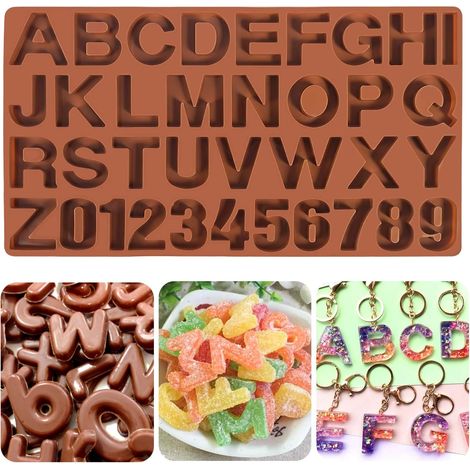 Moule en silicone grandes lettres pour chocolat, moule à bonbons chiffres et alphabet, moule à gâteaux pour biscuits maison, crayons, décoration de gâteaux pour la Saint-Valentin