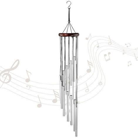 BelleRise – Windspiel aus Metall für drinnen und draußen mit 12 langen Aluminiumrohren für Terrasse und Balkon (1/5)