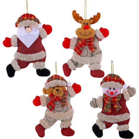 Tissu Noël poupée décorations, bonhomme de neige Père Noël ours renne pour le sapin et fête de fin d'année,E (1/5)