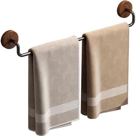 Toallero de madera de nogal，montaje sin taladrar，Organizador de baño que ahorra espacio，Perfecto para colgar toallas de baño y toallas de mano (1/2)