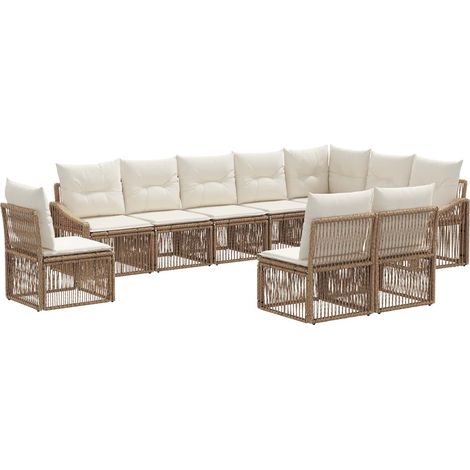 Gartensofa-set 10 pcs Beige Poly-Rattan vidaXL