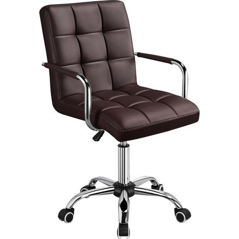 Homevive Silla de Oficina Giratoria Silla de Trabajo Altura Ajustable Carga MAX 120Kg con Respaldo Marrón