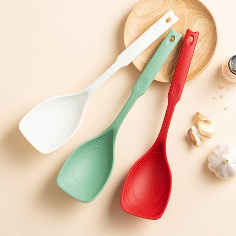 Juego de 3 piezas que incluye cucharas grandes de silicona antiadherentes para cocinar, servir, recoger, raspar y otros utensilios de cocina (1/4)