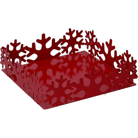 Servilletero cuadrado copo nieve rojo 16,5x16,5h5 cm (1/3)