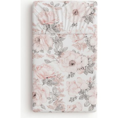Lenzuolo con angoli in cotone per culla 120x60 cm - rose seppia (1/4)