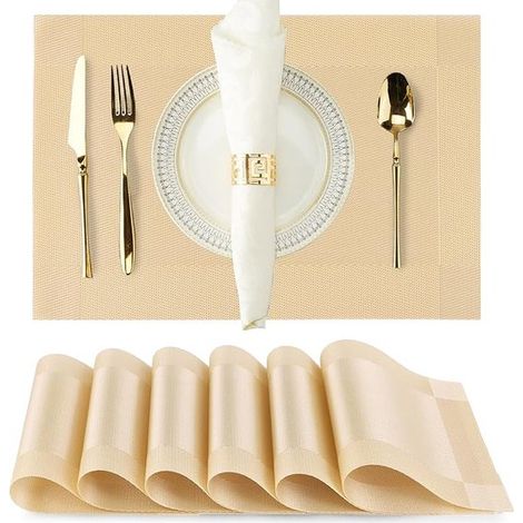 pièces - Napperons - Sets de table / Napperons de verre - Napperons durables - Résistants à la chaleur - Faciles à nettoyer - doré - 45x30cm - Plastique - Antidérapant (1/4)