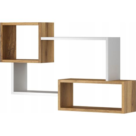 Estantería colgante con 3 rectángulos para salón, dormitorio y sala de estar, color blanco Wotan. (1/5)