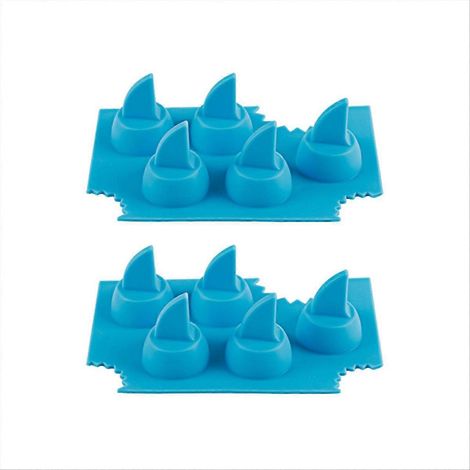 Eiswürfelform aus Silikon in Haifischflossenform, 2 Stück, für den Gefrierschrank, kreative und flexible Eiswürfelform (1/5)