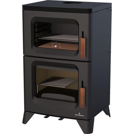 Poêle à bois raccordable avec four - BRONPI Hilton-H 14 kW Avec kit air - Avec kit four inox