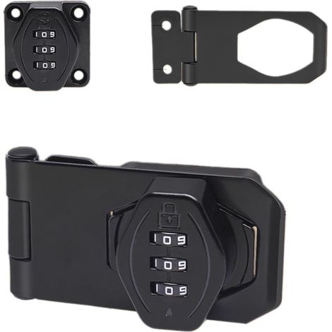 Pestillo de 7,6 cm con cerradura de combinación, cerradura para puerta de armario, cerradura de combinación, negro (1/5)